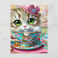 Cute chaton anthropomorphique à une fête de thé