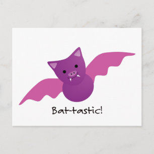 Carte Postale Cute chauve chauve-souris rose batastique