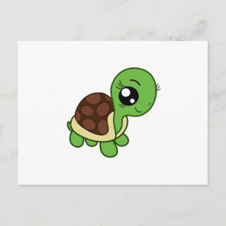 Carte Postale Cute Chibi Maquillage Tortue Girl Kawaii