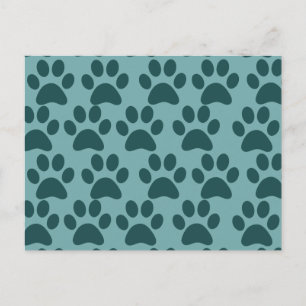 Carte Postale Cute Chien Chien Chien Empreintes de pattes Blue G