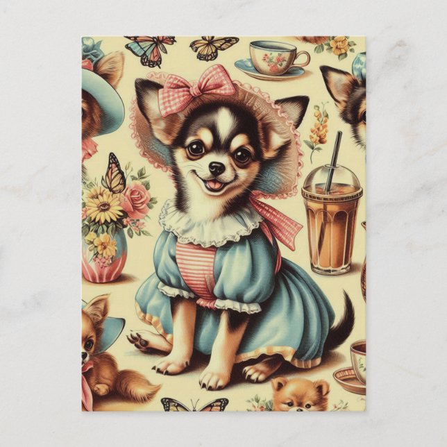 Carte Postale Cute Chihuahua Peinture Chiot (Devant)