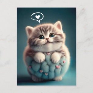Carte Postale Cute Chubby Kitten Vous Aime