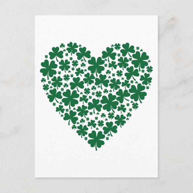 Carte Postale Cute Clover Coeurs Shamrocks St. Patrick's Day Cad (Devant)