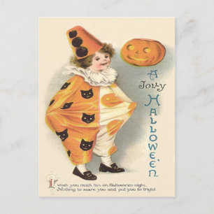 Carte Postale Cute Clown Jack-o'-lantern Citrouille