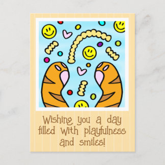 Carte Postale Cute Colorful Chat Pies Fries Dans Le Ciel Amitié