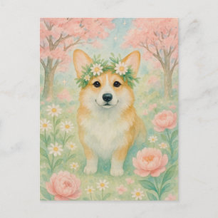 Carte postale Cute Corgi Spring Welsh Corgi Queen