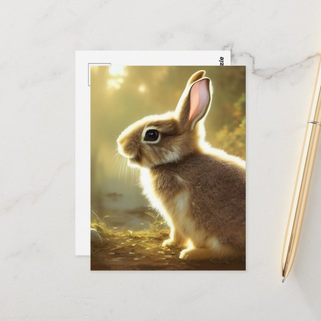 Carte Postale Cute Cottontail Wildlife Portrait (Devant/Arrière en situation)