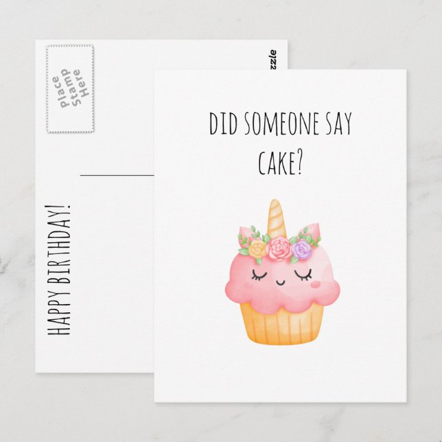 Carte Postale Cute Cupcake Funny Joyeux Anniversaire (Devant / Derrière)