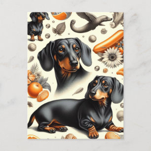 Carte Postale Cute Dachshund Motif
