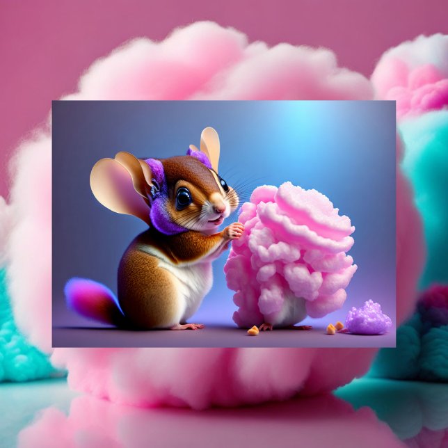 Carte Postale Cute, dessin animé L'écureuil volant mangeant des  (Créateur téléchargé)