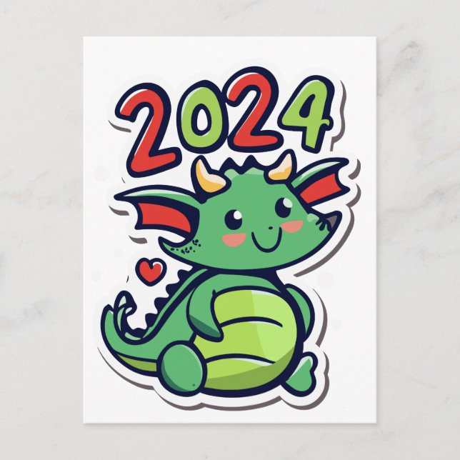 Carte Postale Cute Dragon 2024 (Devant)