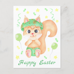 Carte Postale Cute écureuil de Pâques pour une humeur positive