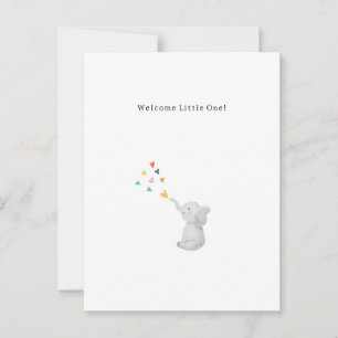 Carte Postale Cute Elephant And Hearts Welcome New Baby Card
