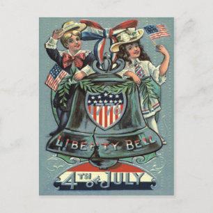 Carte Postale Cute Enfants Liberty Bell Wreath Ribbon