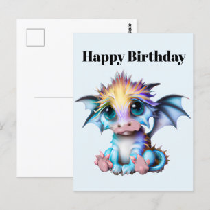 Carte Postale Cute et adorable Kawaii Baby Dragon