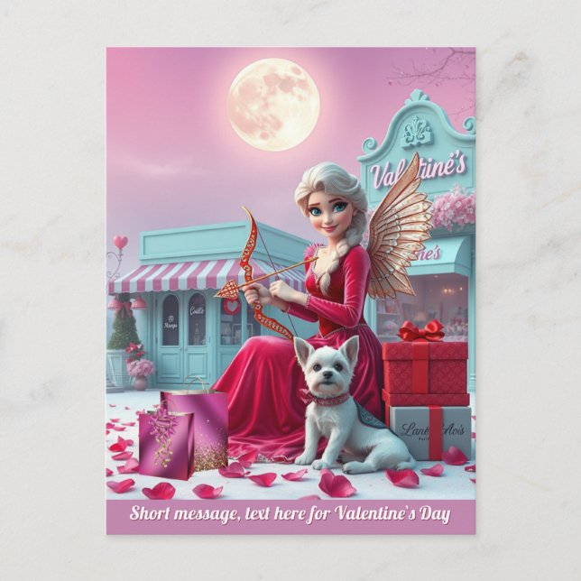 Carte Postale Cute fairas as as Cupid Sunset boîte cadeau chien  (Devant)