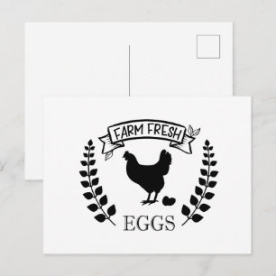 Carte Postale Cute Farm Fresh oeufs mot art agriculteurs