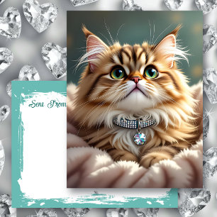 Carte Postale Cute Fluffy Chat   Rester en contact
