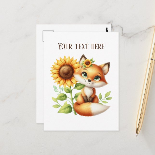 Carte Postale Cute fox lovers customizable  (Devant/Arrière en situation)