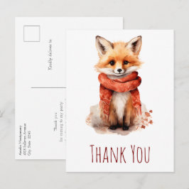 Carte Postale Cute Fox Pup in a Red Scarf Thank You