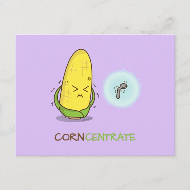 Carte Postale Cute Funny Corn Concentré Humour de jeu (Devant)