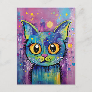 Carte Postale Cute Funny Kitty Chat Mélange Média Animal Animaux