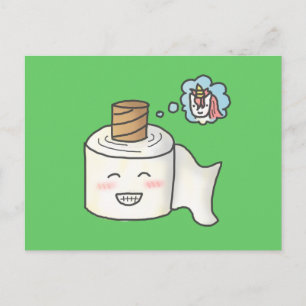 Carte Postale Cute Funny Toilet Papier Dreaming C'est Unicorn