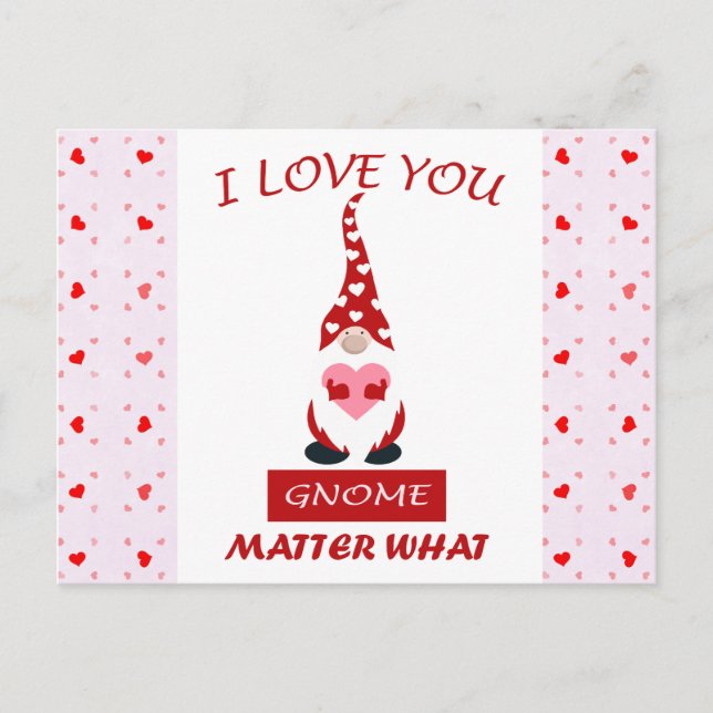 Carte Postale Cute Funny Valentines Jour Coeurs Gnomes (Devant)
