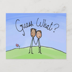 Carte Postale Cute Gay Couple Devinez Quoi
