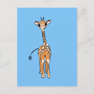 Carte Postale Cute Giraffe drawing, safari animals