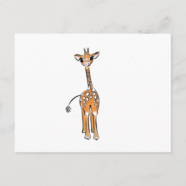 Carte Postale Cute Giraffe drawing, safari animals (Devant)