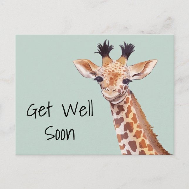 Carte Postale Cute Giraffe Prompt rétablissement Personnalisé  (Devant)