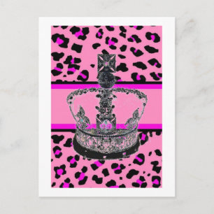 Carte Postale Cute Girly fashionista empreinte de léopard rose c
