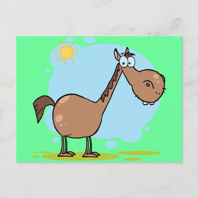 Carte Postale Cute Goofy Cheval Cartoon Brown (Devant)