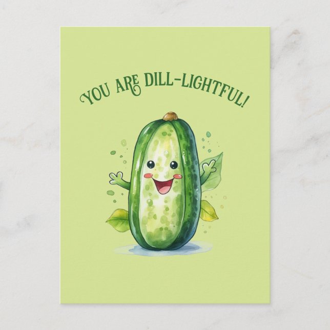 Carte Postale Cute Green Cartoon Pickle (Devant)