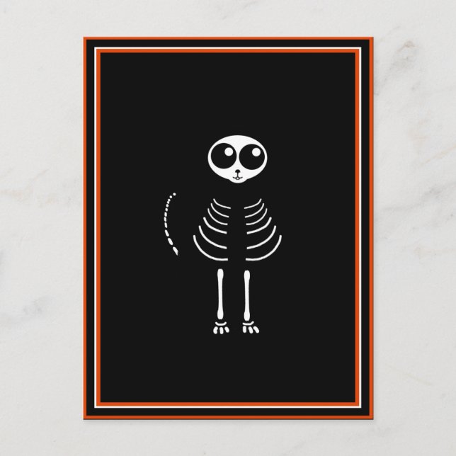 Carte Postale Cute Halloween Cartographier Chat Squelette (Devant)