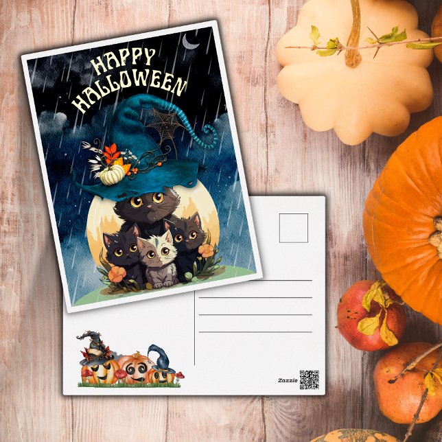 Carte postale Cute Halloween Chats Foil (Créateur téléchargé)