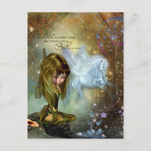 Carte Postale Cute Imaginaire Fairy & Pegasus Croire Citation