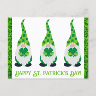 Carte Postale Cute Jour de la Saint Patrick Gnome Shamrock vert