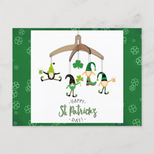 Carte Postale Cute Jour de la Saint Patrick Gnome Shamrock vert
