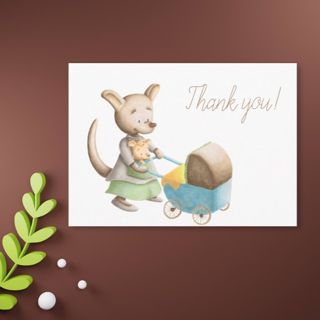 Carte Postale Cute Kangaroo Baby shower Merci (Créateur téléchargé)