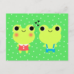 Carte postale Cute Kawaii Cartoon Frog Valentines