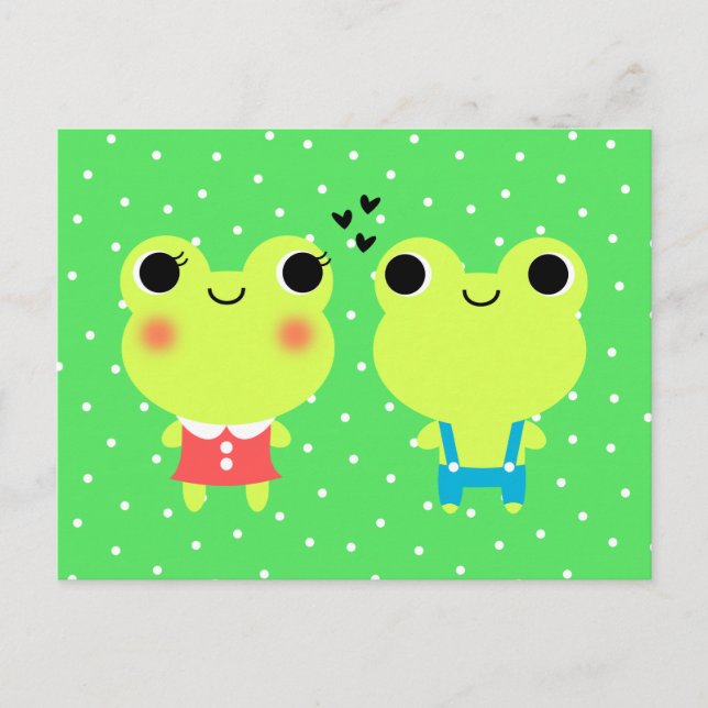Carte postale Cute Kawaii Cartoon Frog Valentines (Devant)