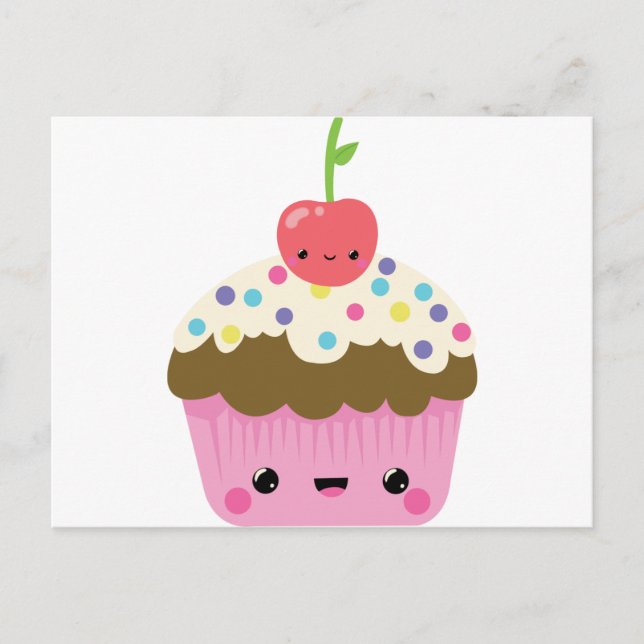 Carte Postale Cute Kawaii Cupcake (Devant)