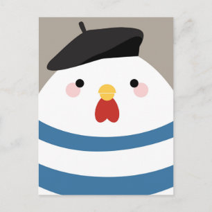Carte Postale Cute Kawaii French Hen Illustration