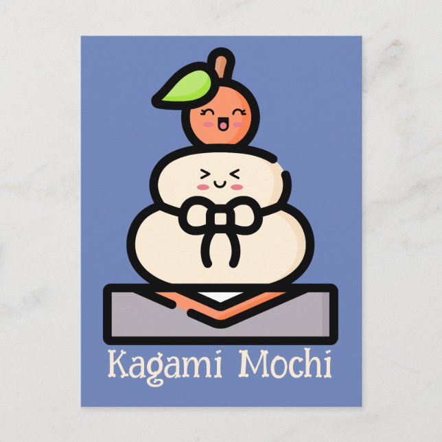 Carte Postale Cute Kawaii Kagami Mochi (Devant)