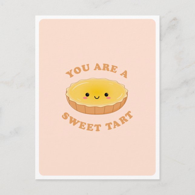 Carte Postale Cute Kawaii Oeuf Tarte Dessert Alimentation Pun Ai (Devant)