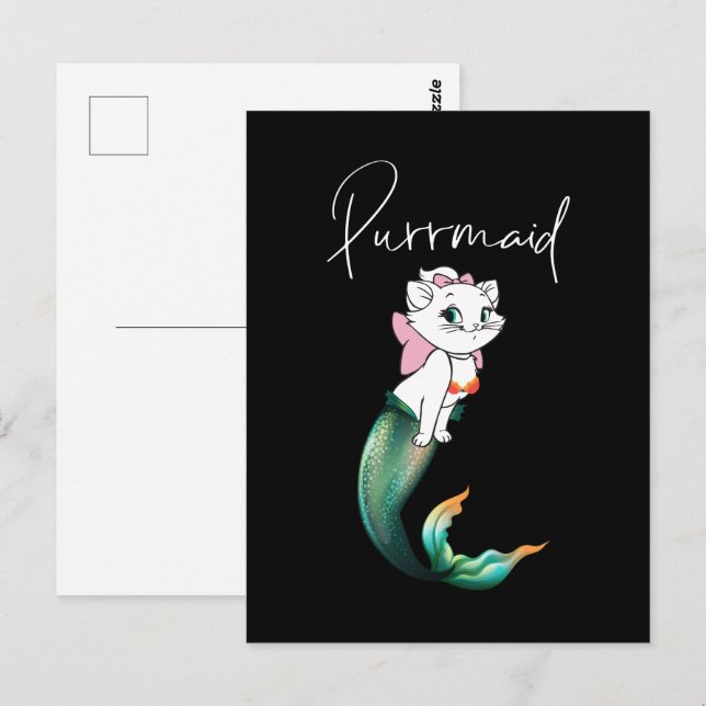 Carte Postale Cute Kitten Purrmaid - Fun Mermaid Design de chat (Devant / Derrière)