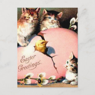 Carte Postale Cute Kittens Vintage Salutations de Pâques