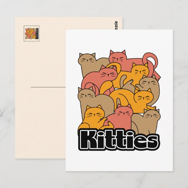 Carte Postale Cute Kitties Design - Cat Art adorable (Devant / Derrière)